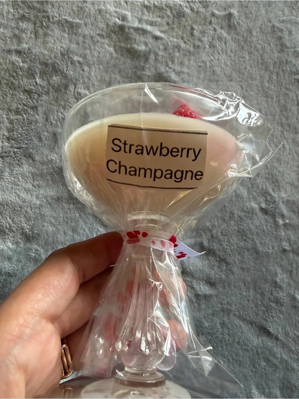 Strawberry Champagne Martini Glass Candle Decorative Dessert Candle Gift New